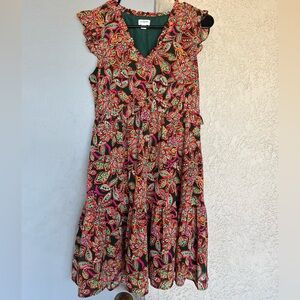J. Crew Floral Paisley V-Neck Dress